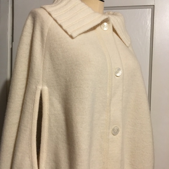 Jackets & Blazers - Vintage Soft Lambswool Cape Button Front Ivory S/M